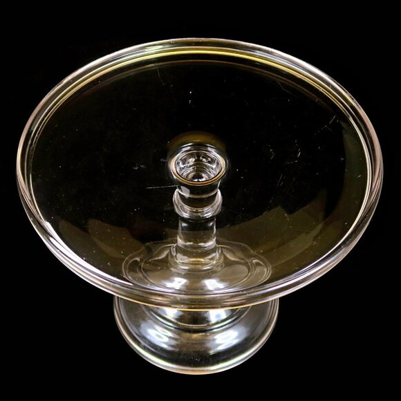 EAPG Flint Glass 9" Cake Stand - Antique Early 20th Century Stem Serving Platter - Picture 3 of 4